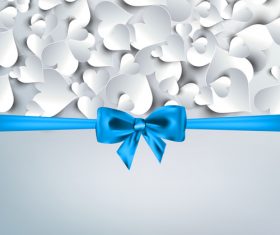 Blue bows with valentine background vector 02