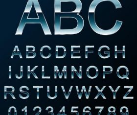 Blue metal alphabet with number vector