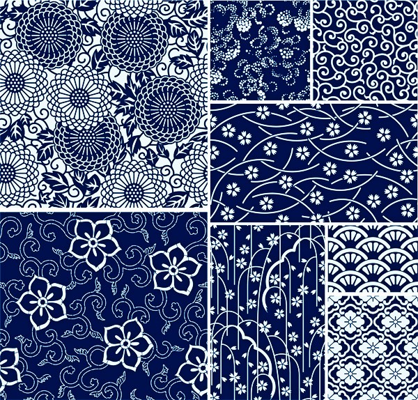 Blue vintage patterns vector graphics