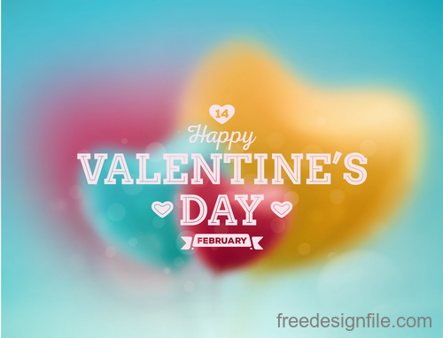 Blurs heart with valentine day background vector