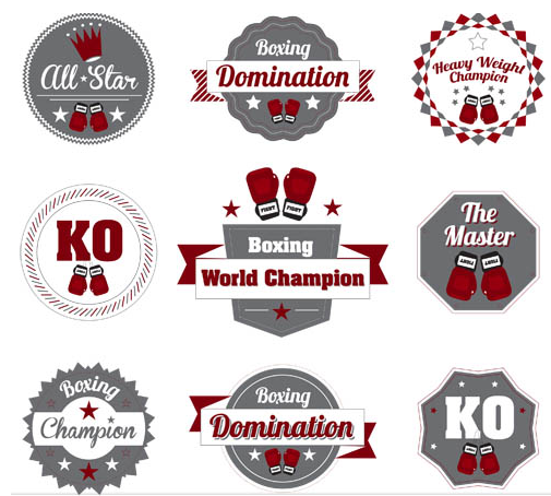 Boxing Labels graphic set vector