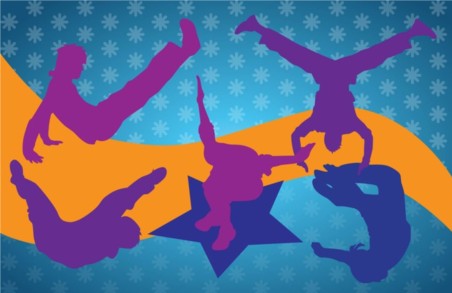 Breakdancing Silhouettes shiny vector