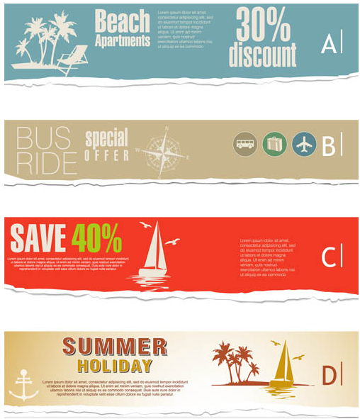 Bright Travel Banners set vector
