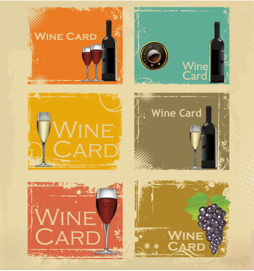 Bright Wine Cards vectors graphic