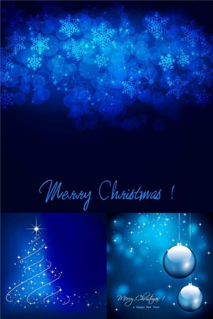 Bright blue christmas background set vector