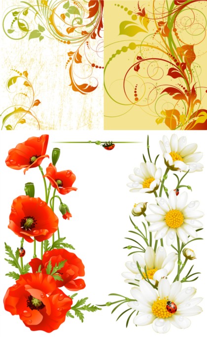 Bright flowers illustration creative vector