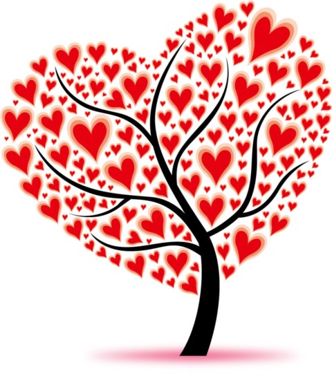 Bright love tree vector