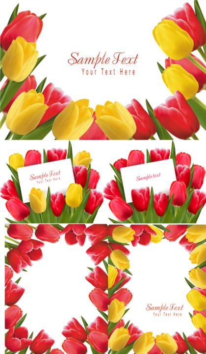 Bright tulip border vector