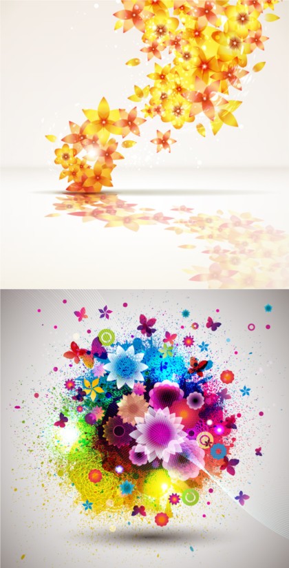 Brilliant flower set vectors