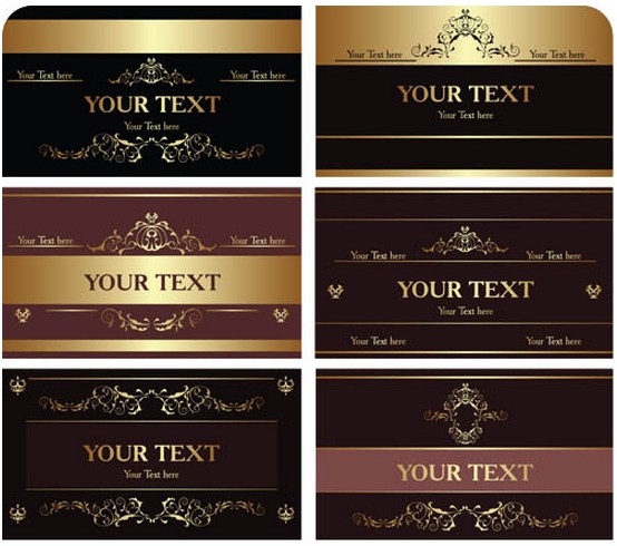 Brown Luxury Cards vector set