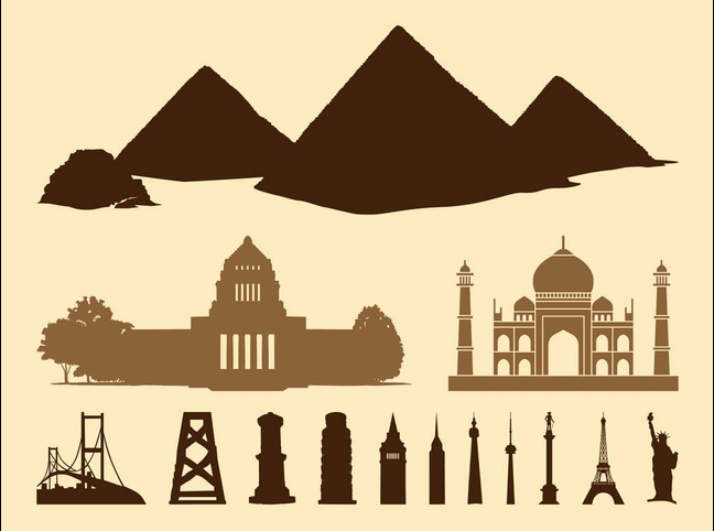 Buildings And Landmarks shiny vector