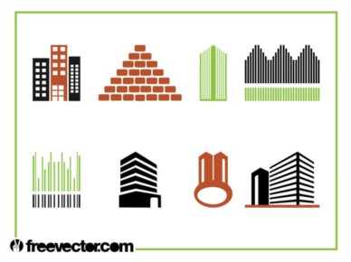 Buildings Icon Set set vector