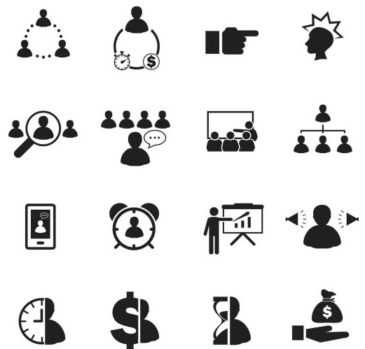 Business Black Icons free vectors material