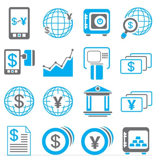 Business Blue Icons vector