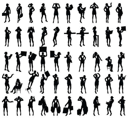 Business People Silhouettes Set vector