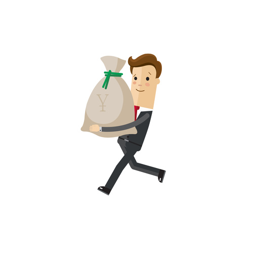 Business man holding money bag vector