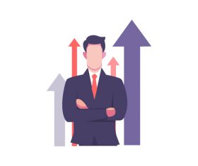 Business man rising vector