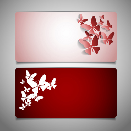 Butterflies cards 01 set vector