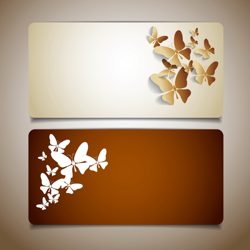 Butterflies cards 02 set vector