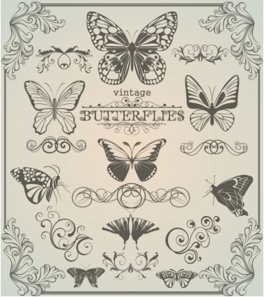 Butterfly pattern 1 vector set