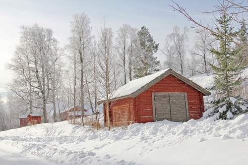 Cabin in the snow Stock Photo 03