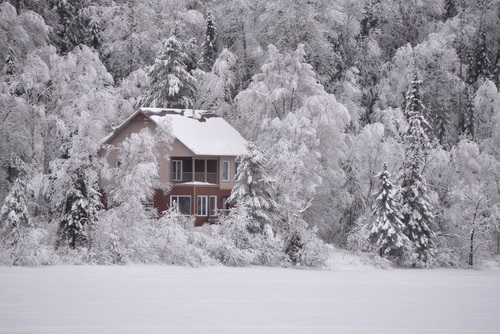 Cabin in the snow Stock Photo 10