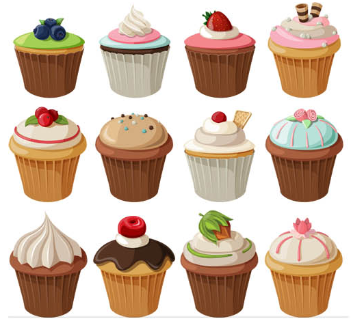 Cakes and Macaroons design vector