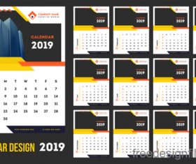 Calendar 2019 design set vector 01