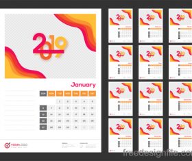 Calendar 2019 design set vector 04