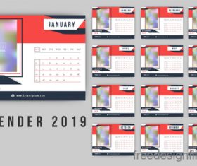 Calendar 2019 design set vector 05