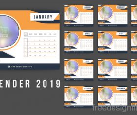 Calendar 2019 design set vector 06