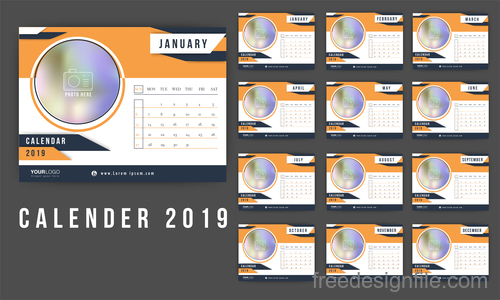 Calendar 2019 design set vector 06