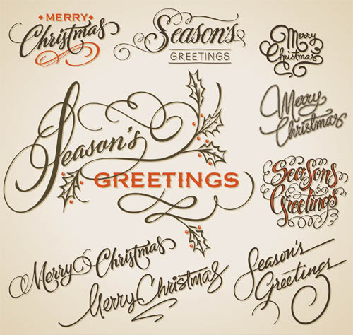 Calligraphic Christmas Elements vector graphic