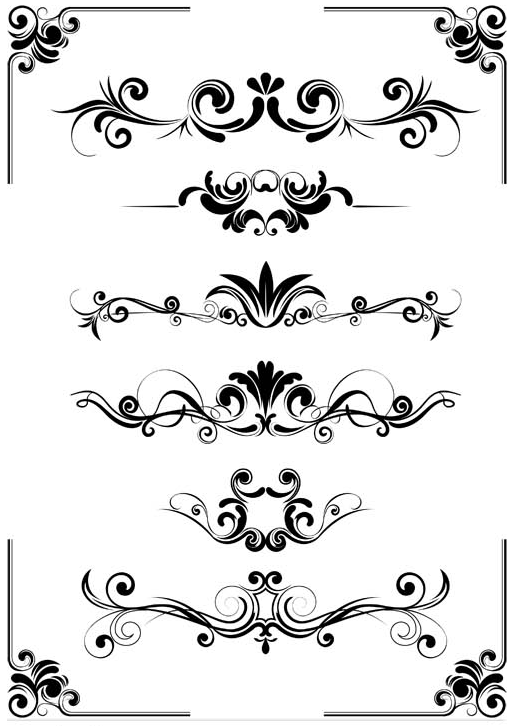 Calligraphic Floral Dividers vector graphics
