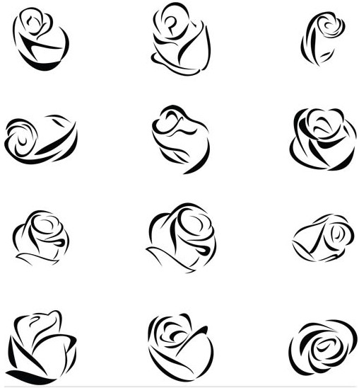 Calligraphic Rose Elements design vectors