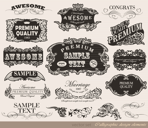 Calligraphic and labels 1 vector
