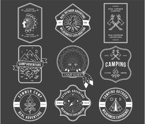 Camp Vintage Labels vector graphics
