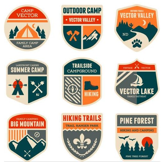 Camping Labels vectors