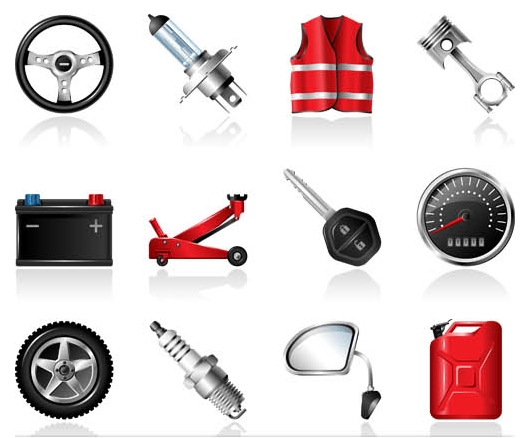 Car Service Shiny Icons vector