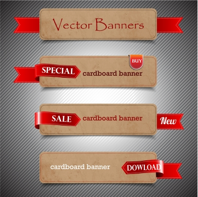 Cardboard banner Free set vector