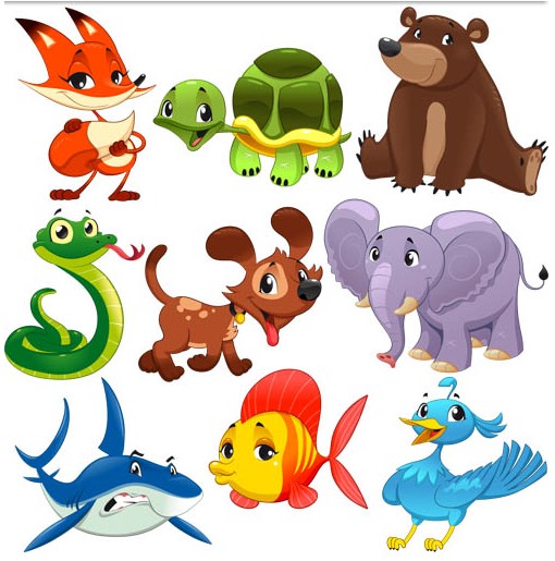 Cartoon Animals graphic set vector