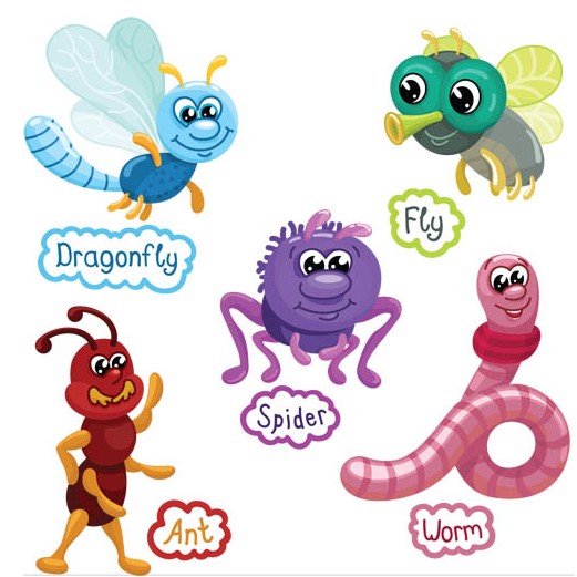 Cartoon Color Insects vector