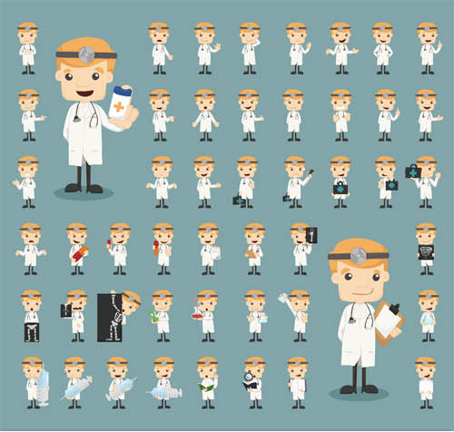 Cartoon Doctors Set vector graphics
