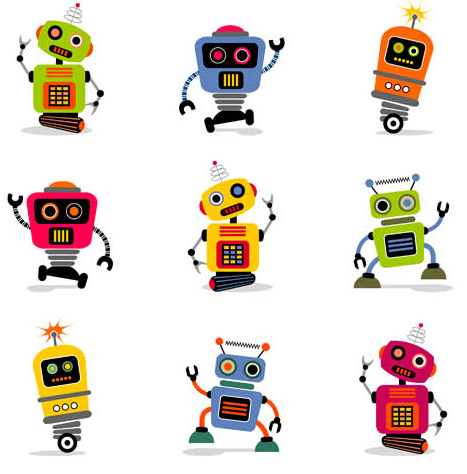 Cartoon Funny Robots vector graphics