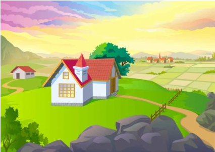 Cartoon Landscapes Background set vector free download