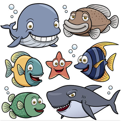 Cartoon Marine Animals Mix vector design