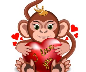 Cartoon Monkey with heart vector