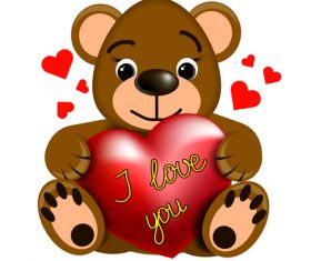 Cartoon Teddy bear with heart vector