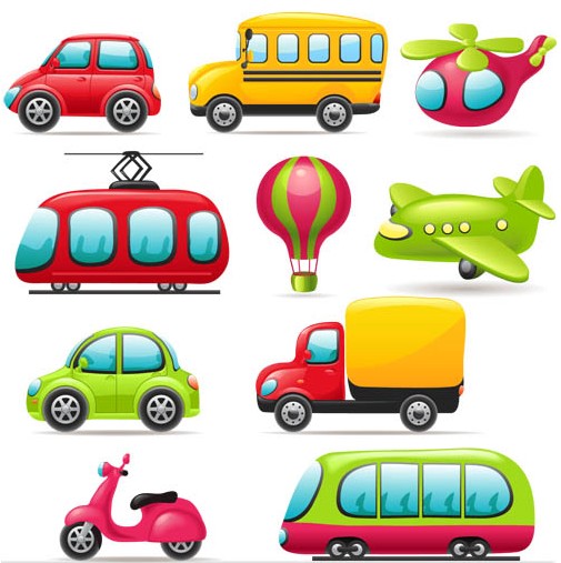 Cartoon Transport Icons vector