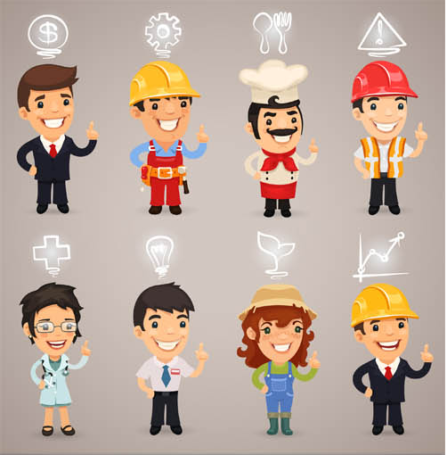 Cartoon Workers 4 vectors material